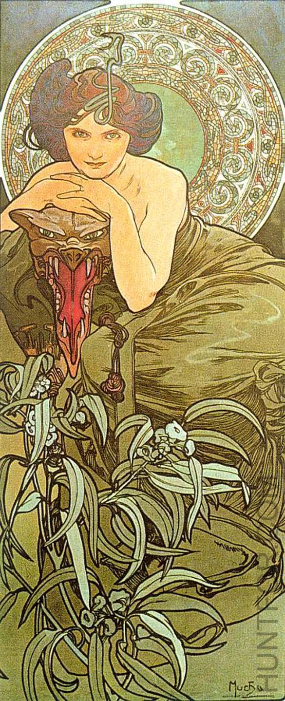 Alfons Mucha - 102, Le pietre preziose. Lo smeraldo
